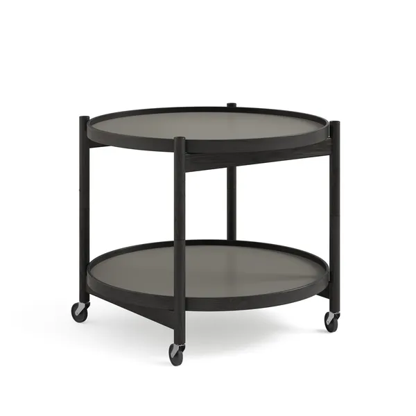 Bølling Tabletttisch Ø60 Eiche Schwarz Lackiert mit Platten in Grau/ Grau