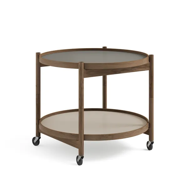 Bølling Tray Table Ø60 Räuchereiche mit Platten in Grau/ Grau