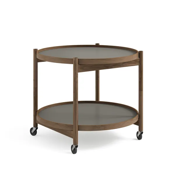 Bølling Tray Table Ø60 Räuchereiche mit Platten in Grau/ Grau