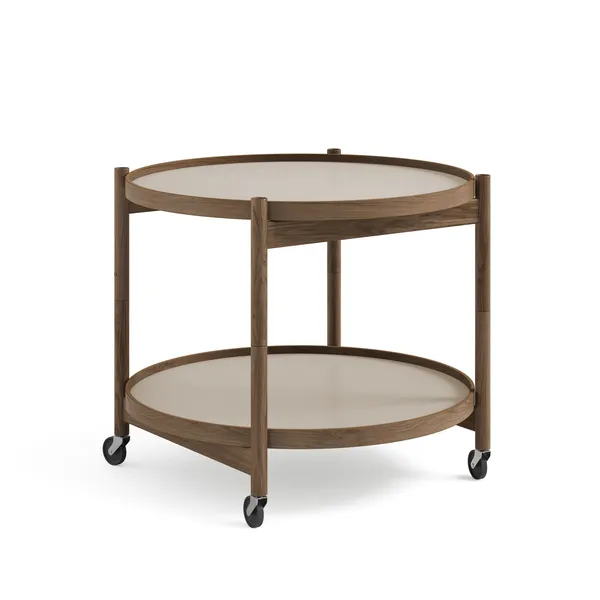Bølling Tray Table Ø60 Räuchereiche mit Platten in Grau/ Grau