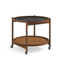 Bølling Tray Table Ø60 Walnut with Plates in Cognac/ Black