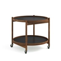 Bølling Tray Table Ø60 Walnut with Plates in Cognac/ Black