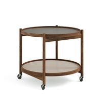 Bølling Tray Table Ø60 Walnuss mit Platten in Grau/ Grau