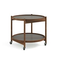 Bølling Tray Table Ø60 Walnuss mit Platten in Grau/ Grau