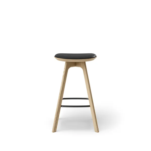 Pauline Bar Stool H65 Oak/ Black Leather