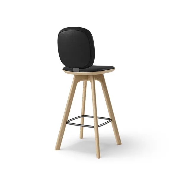 Pauline Comfort Bar Stool H65 Oak/ Black Leather