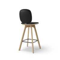 Pauline Comfort Bar Stool H65 Oak/ Black Leather