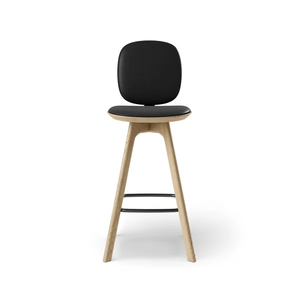 Pauline Comfort Bar Stool H65 Oak/ Black Leather