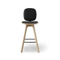 Pauline Comfort Bar Stool H65 Oak/ Black Leather