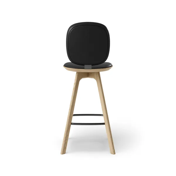 Pauline Comfort Bar Stool H65 Oak/ Black Leather