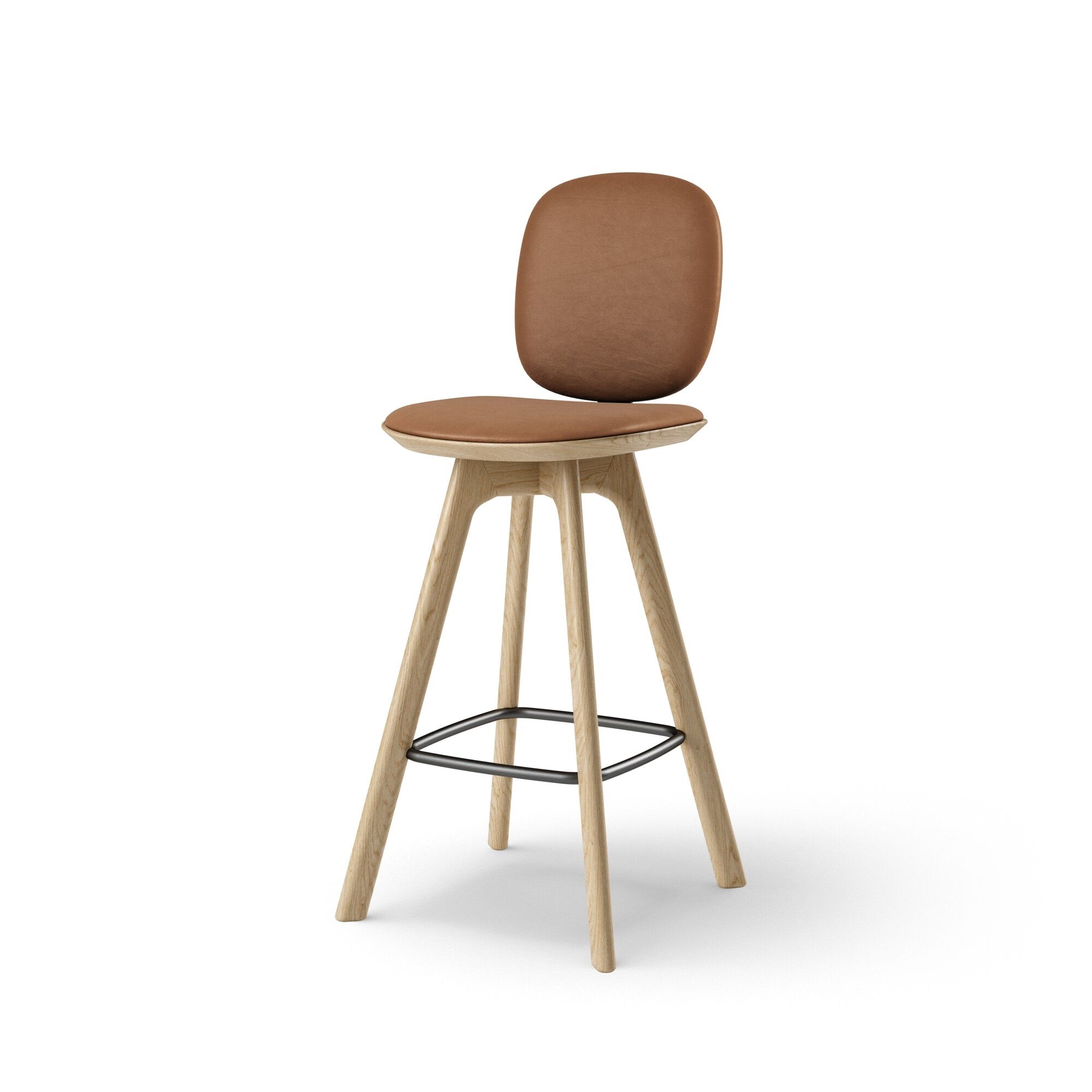 Pauline Comfort Barstol H65 Egetræ/Brandy Læder