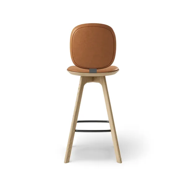 Pauline Comfort Bar Stool H65 Oak/Brandy Leather