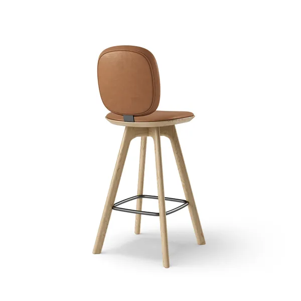 Pauline Comfort Bar Stool H65 Oak/Brandy Leather