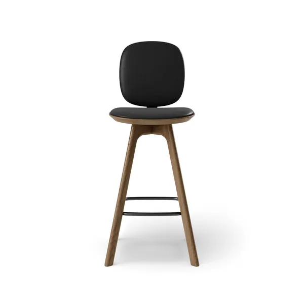 Pauline Comfort Bar Stool H75 Smoked Oak/ Black Leather