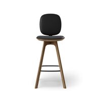 Pauline Comfort Bar Stool H75 Smoked Oak/ Black Leather