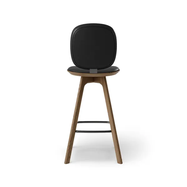 Pauline Comfort Bar Stool H75 Smoked Oak/ Black Leather