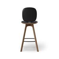 Pauline Comfort Bar Stool H75 Smoked Oak/ Black Leather