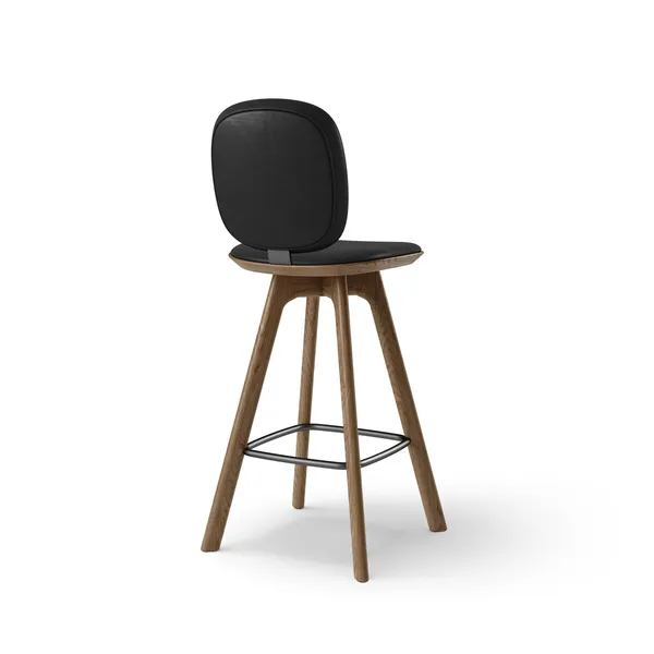 Pauline Comfort Bar Stool H75 Smoked Oak/ Black Leather