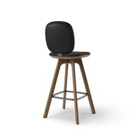 Pauline Comfort Bar Stool H75 Smoked Oak/ Black Leather