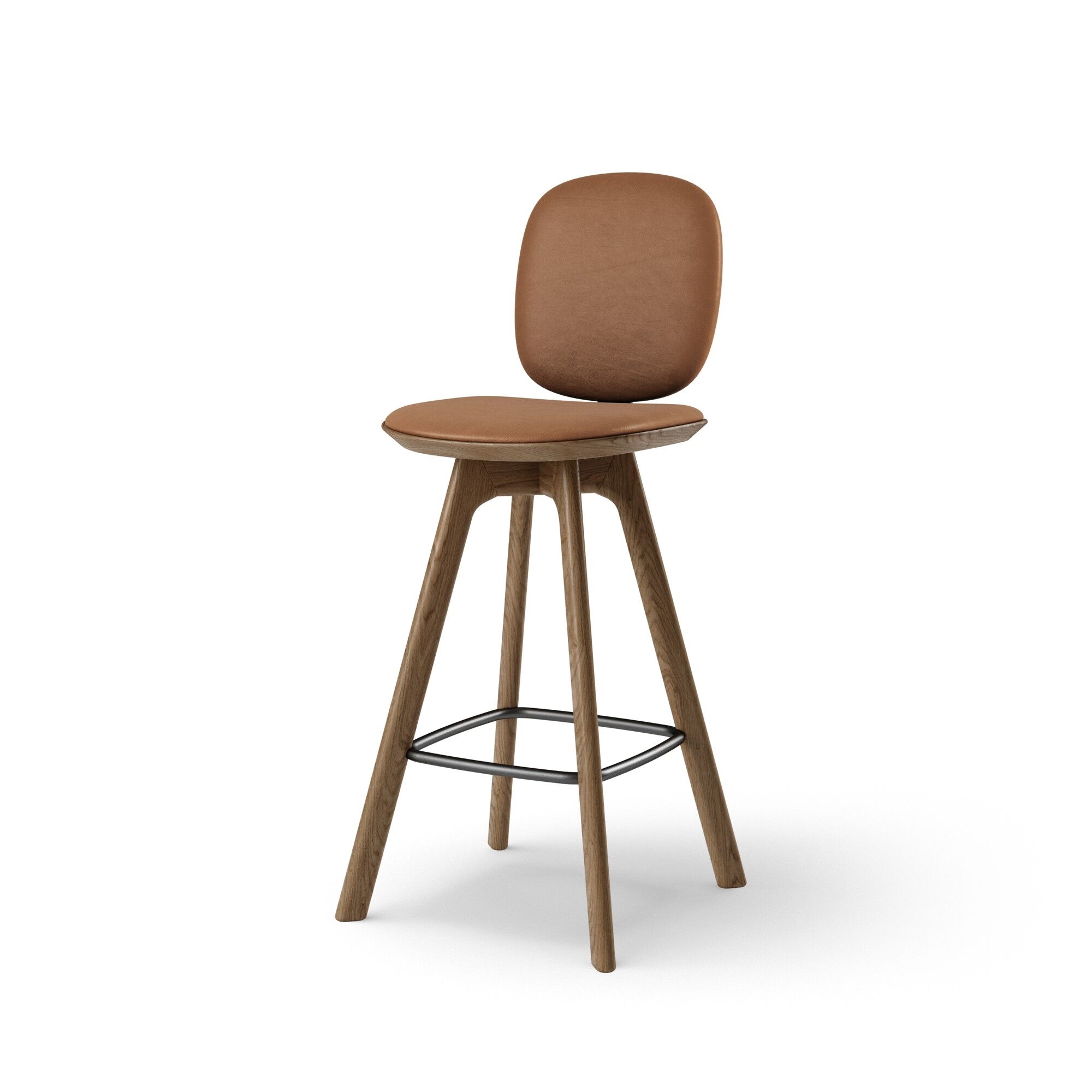 Pauline Comfort Barstol H75 Røget Egetræ/Brandy Læder