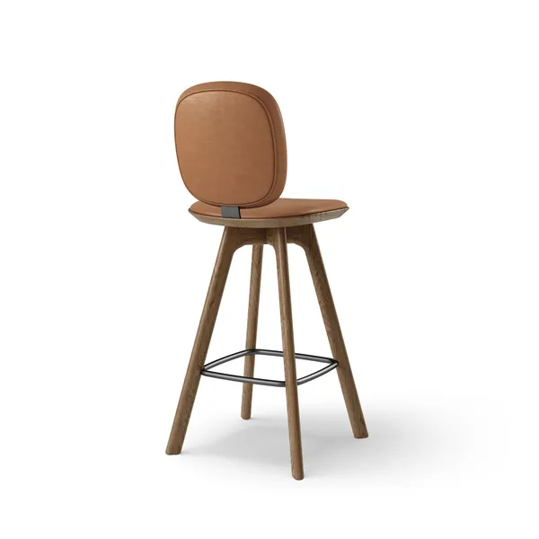 Pauline Comfort Bar Stool H75 Smoked Oak/Brandy Leather