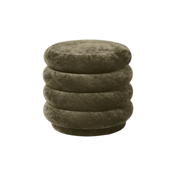 Round Pouf Faded Velvet Forest