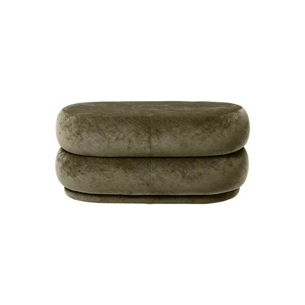 Oval Puf Faded Velvet Forest
