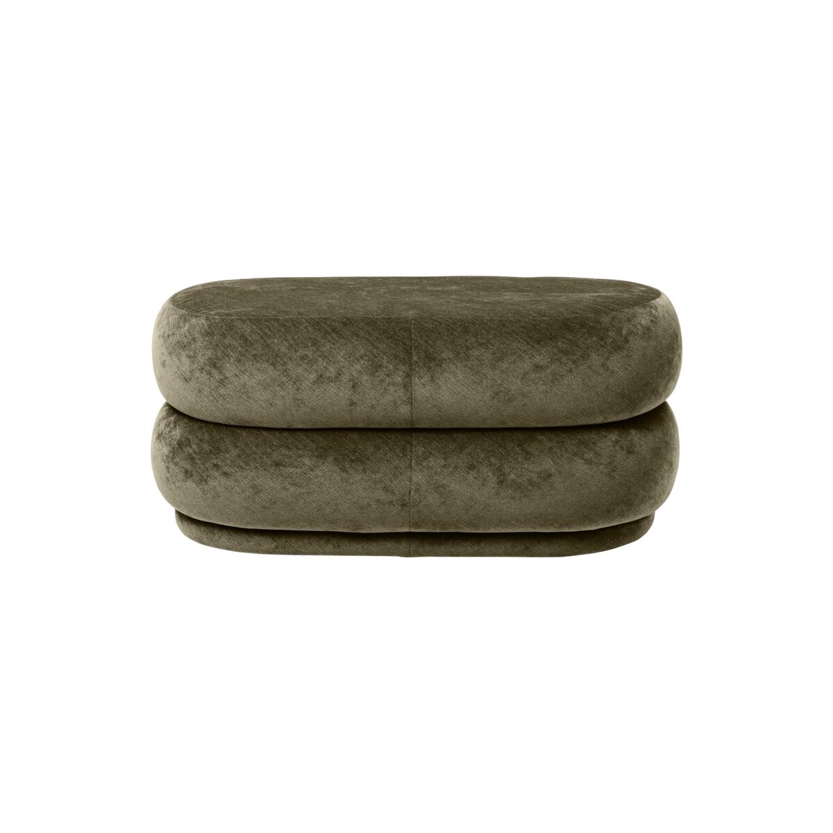 Oval Puf Faded Velvet Forest