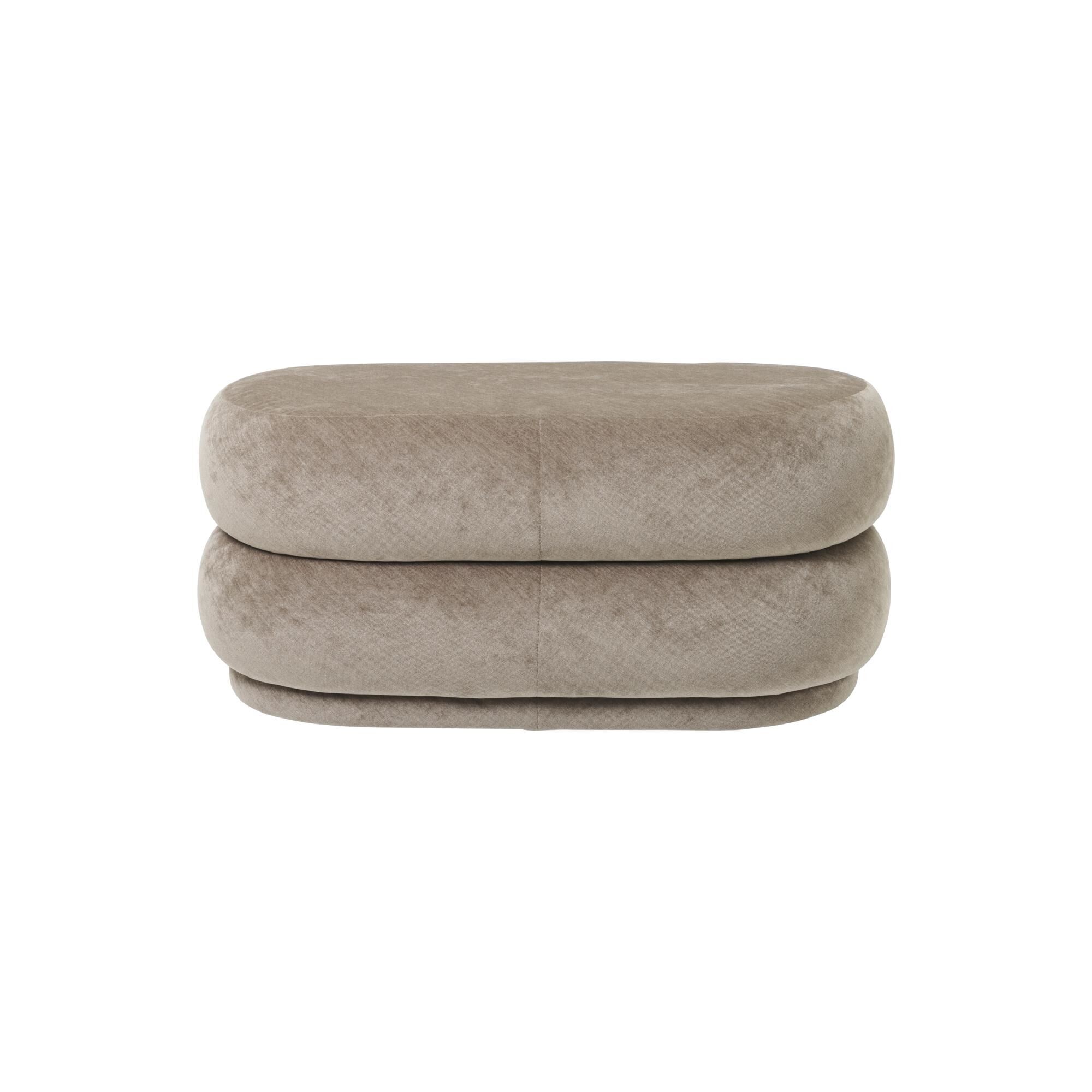 Oval Puff Falmet Fløyel Beige