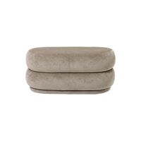 Oval Puf Faded Velvet Beige