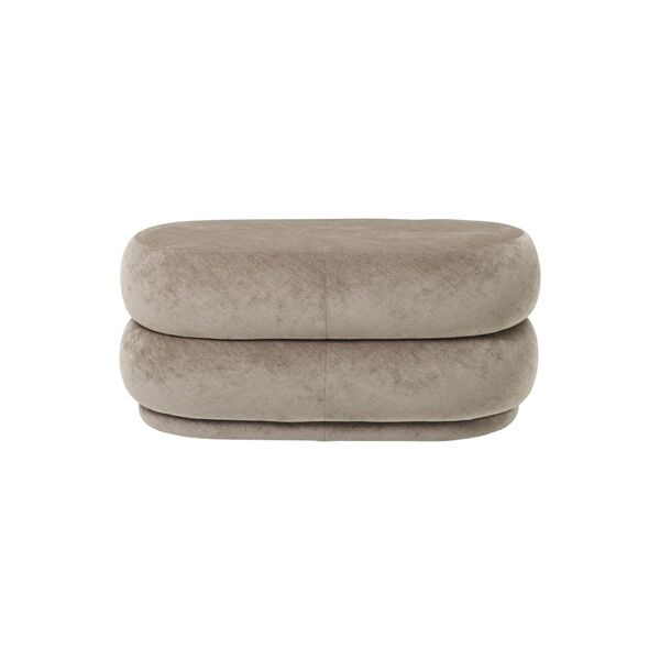 Oval Puf Faded Velvet Beige