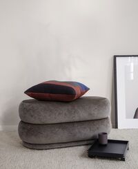 Oval Puf Faded Velvet Beige
