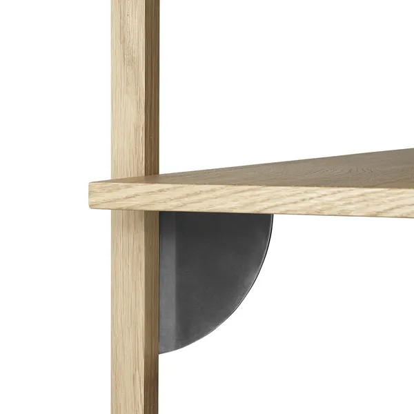 Sector Shelf Single Wide Oak/Black Brass