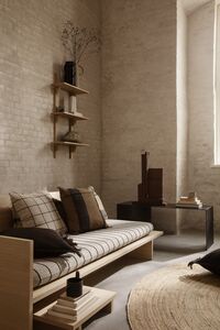 Sector Shelf Single Wide Oak/Black Brass