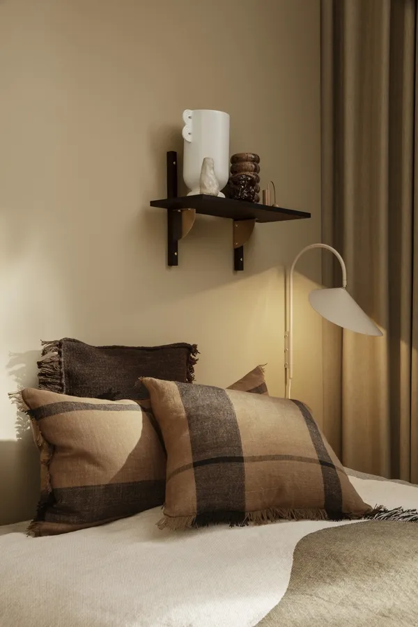 Sector Shelf Single Wide Oak/Black Brass