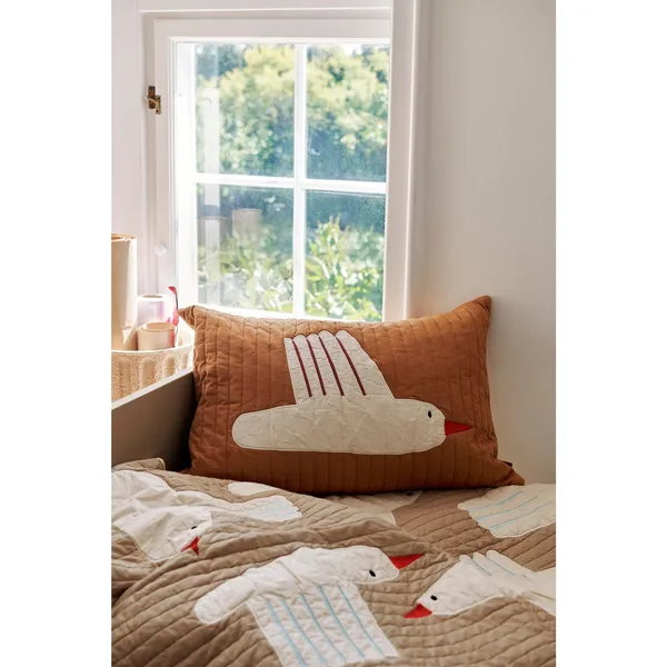 Bird Quilted Pillow Rectangular Sugar Kelp