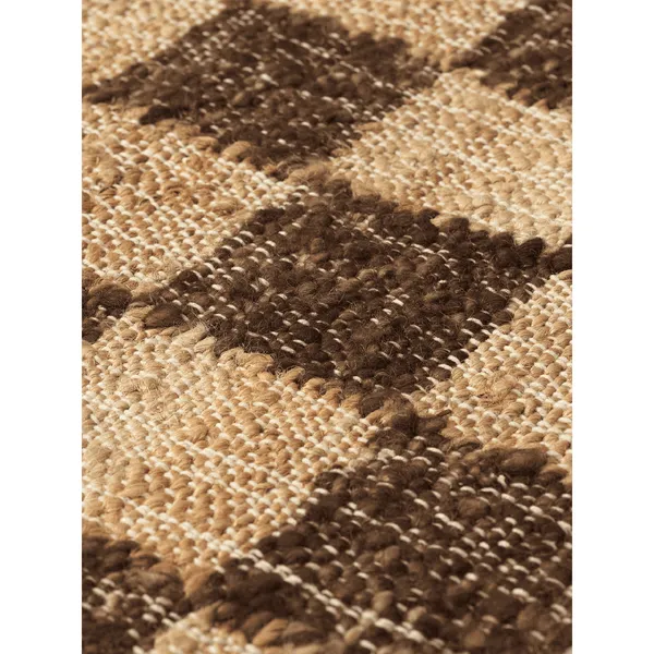 Check Wool Jute Rug 70x180 Coffee/Natural