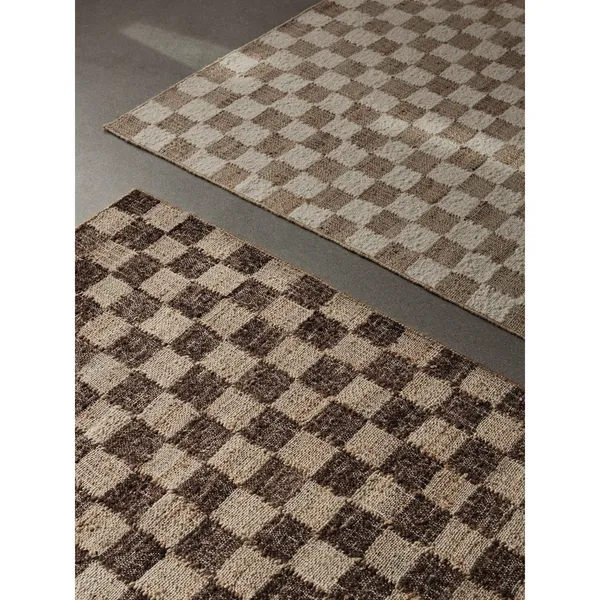 Check Wool Jute Rug 70x180 Coffee/Natural