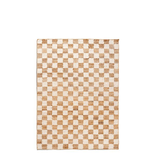 Tapis en Jute et Laine Check 140x200 Blanc Cassé/Naturel