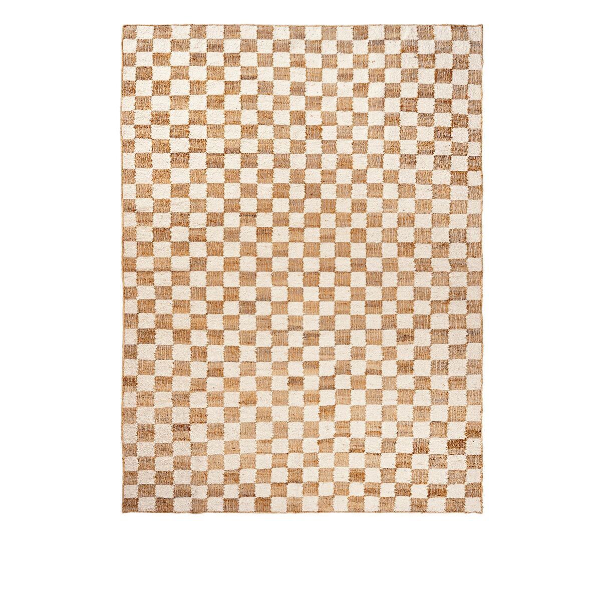 Check Wool Jute Carpet 200x300 Off-White/Natural
