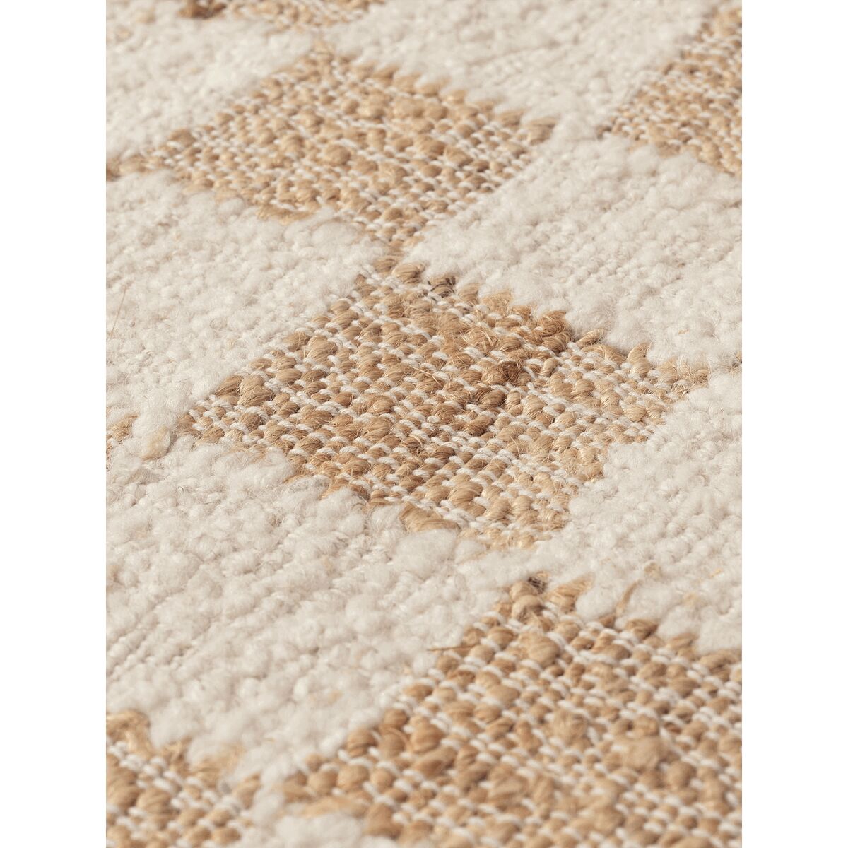 Check Wool Jute Carpet 200x300 Off-White/Natural