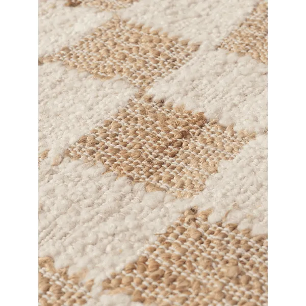 Check Wool Jute Carpet 200x300 Off-White/Natural