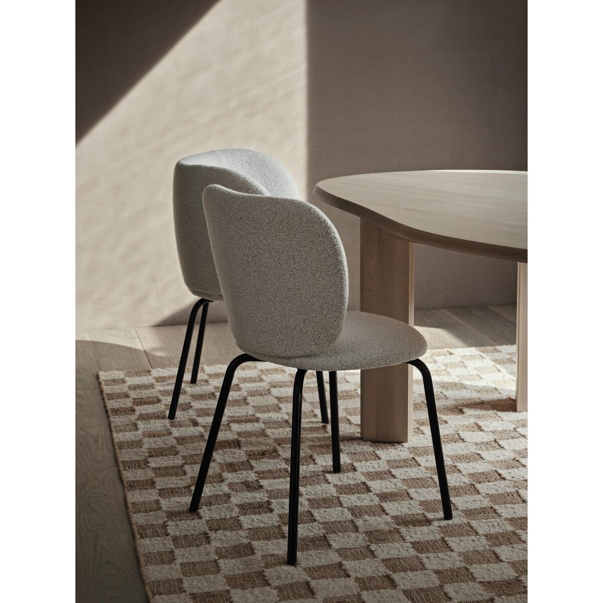 Check Wool Jute Carpet 200x300 Off-White/Natural