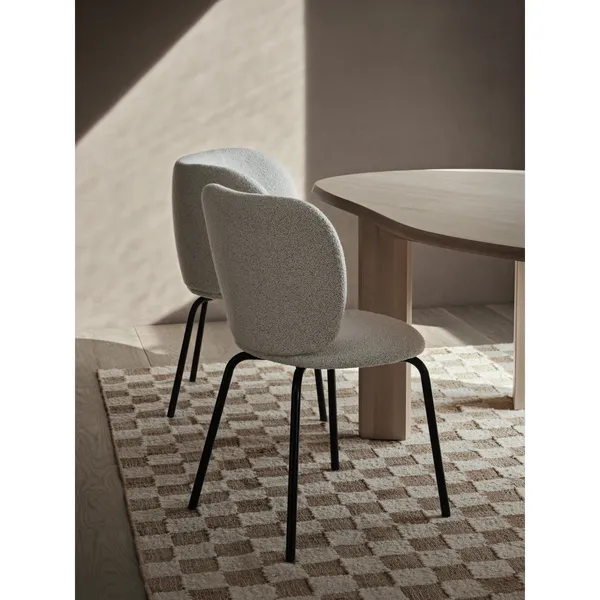 Check Wool Jute Carpet 200x300 Off-White/Natural