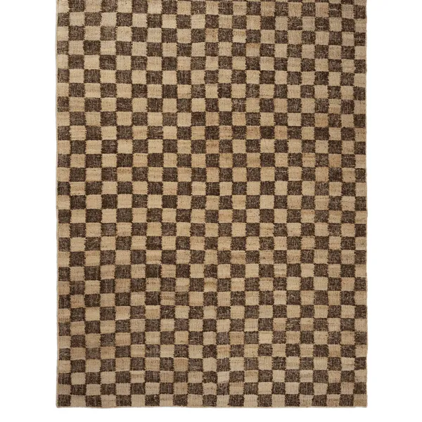 Check Wool Jute Rug 200x300 Coffee/Natural