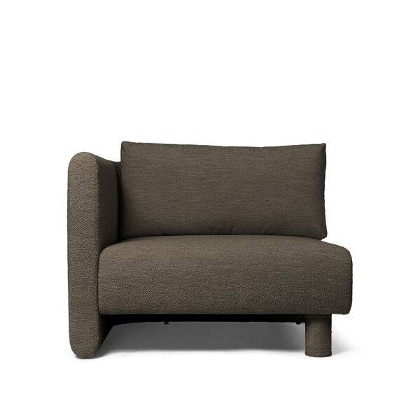 Dase Modul Sofa Links, Weiches Bouclé/Dunkelbraun