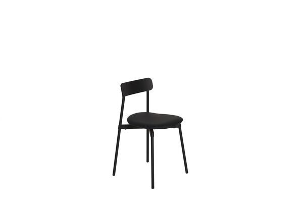 Silla de comedor Fromme Bois de cuero Negro