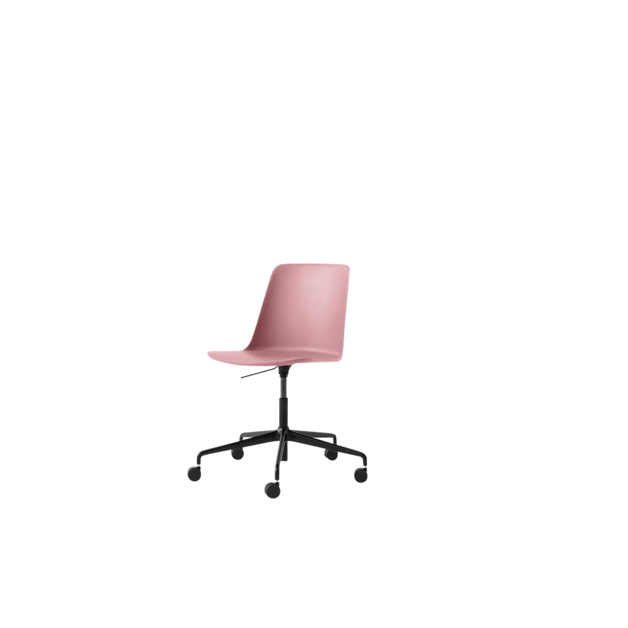 Rely HW28 Spisestol uten Armlener, Svingbar med Hjul, Rosa/ Sort