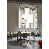 Rely HW77 Dining Chair With Armrest Upholstered Seat Vermilion Red/Clear Lacquered Oak/Hallingdal 680