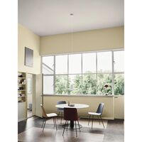Rely HW77 Dining Chair With Armrest Upholstered Seat Vermilion Red/Lacquered Walnut/Hallingdal 680